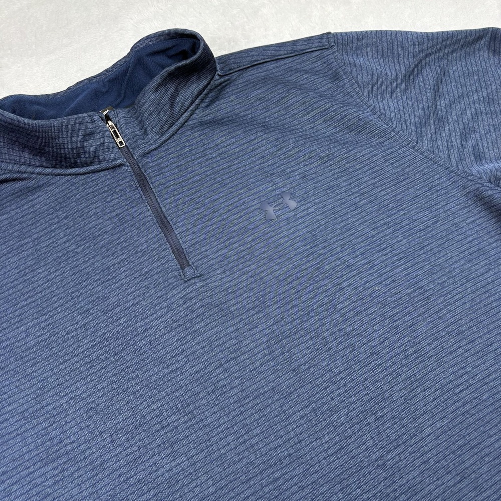 Under Armour Golf Pullover Mens 4XL Blue 1/4 Zip Mock Neck Fleece Storm